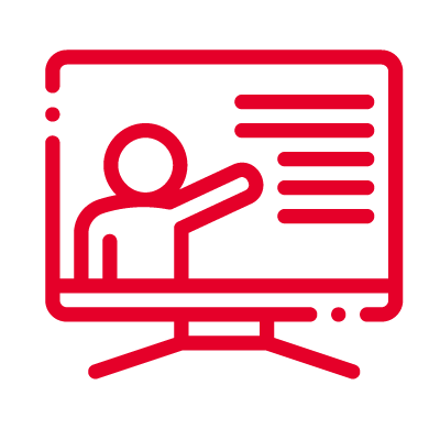 Screen with figure pointing to lines of text