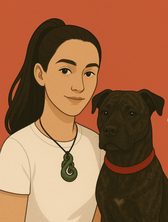 Graphic of Melissa and her dog